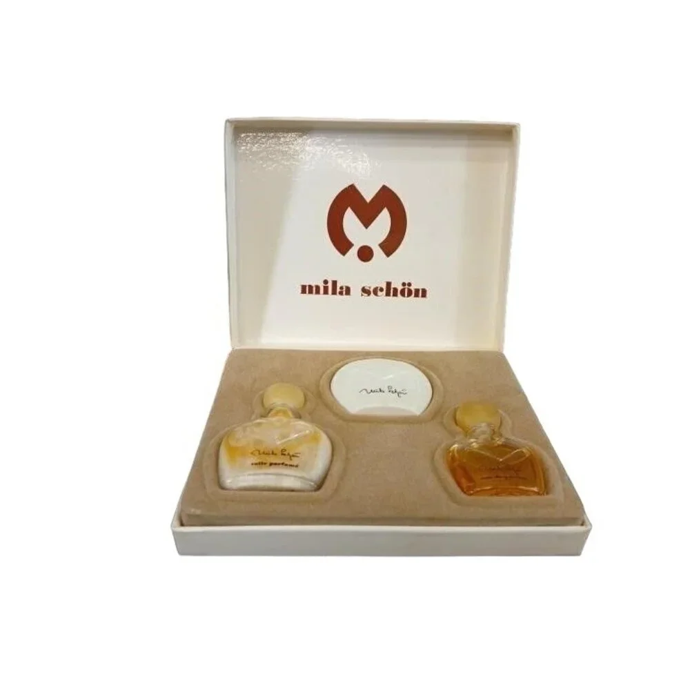 Mila Schön Coffret Parfum Vintage Gift Set 1981 Amber Musk Patchouli Sandalwood